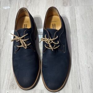 Men's Johnston & Murphy Navy Leather  Sheepskin Flex Dress Shoes